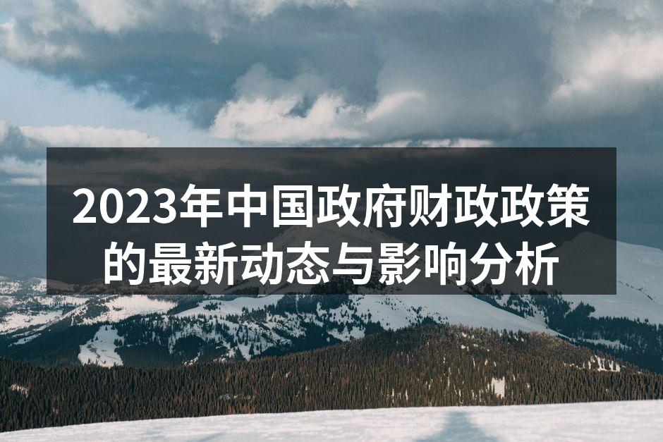 2023年中国政府财政政策的最新动态与影